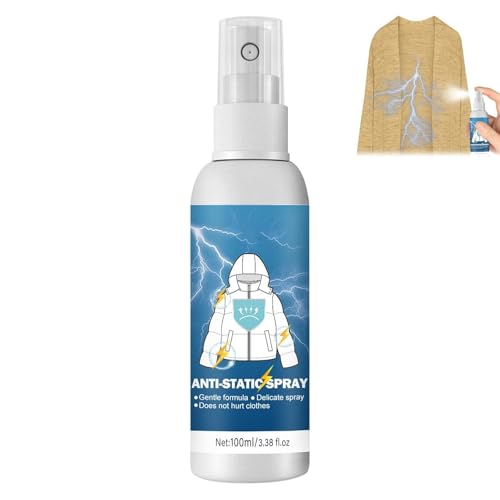 Antistatik Spray Kleidung, Antistatik Spray, Anti Static Spray, Spray Antistatisch, Antistatik-Spray, für Kleidung, Textilien, Möbel und Auto, Reduziert Statische Aufladung, 100 ml