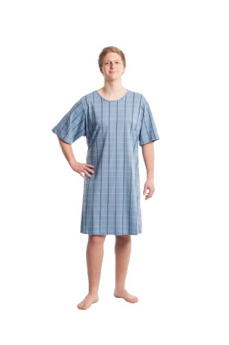 Suprima Pflegehemd für Herren, Gr. XL/XXL - karo blau