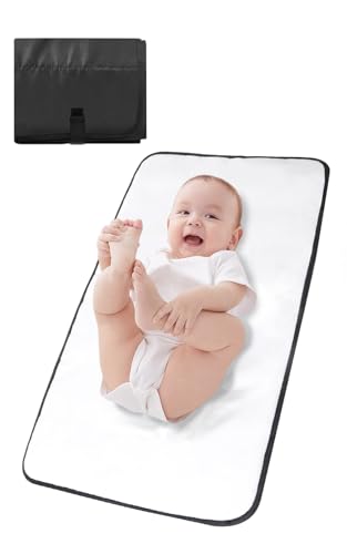 Lekebaby Wickelunterlage für Unterwegs Wickelunterlage Waschbar Faltbar Baby Wickelauflage Wasserdicht für Baby, Schwarz