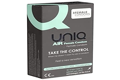 AirFemale UNIQ AirFemale Frauenkondom, 3 latexfreie Kondome für Frauen mit einzigartiger AirBubble, geeignet für die Verwendung mit allen Gleitmitteln, auch Öl, hypoallergen und sehr widerstandsfähig