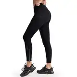 Santic Fahrradhose Damen Lang Gepolsterte Radlerhose mit Reißverschluss am Knöchel Superelastisch Radsport Thermoleggings Tights Radhose Lange Hosen Schwarz M