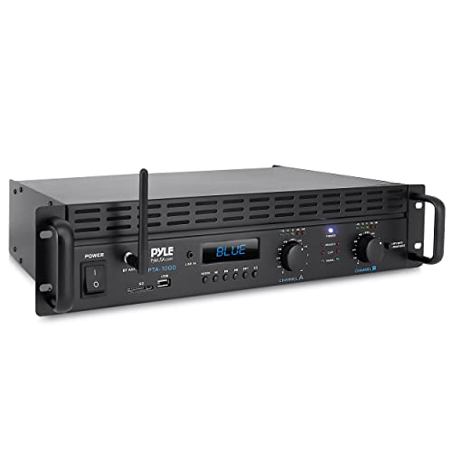 Pyle 2-Kanal-Bluetooth-Leistungsverstärker – 2000 W überbrückbarer Rack-Mount Pro Audio Sound kabelloser Heim-Stereo-Empfänger mit TRS-XLR-Eingang, LCD, Bridge-Modus, Lüfter