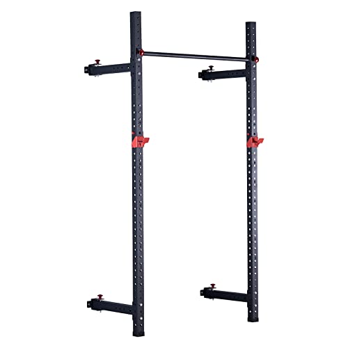 Train Hard Wand Rack Wandbefestigter Power Rack mit Klimmzugstange, erweiterbar mit Notablagen, Dip Barren und Jammer Arms, 350 kg belastbar! (Wandbefestigter Power Rack)