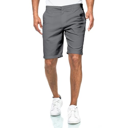 Smith & Solo Kurze Hosen Herren - Chino Shorts Kurz Baumwolle, Bermuda Hose Sommer, Laufshorts Männer Sport Trainingshose (Anthrazit, XL)