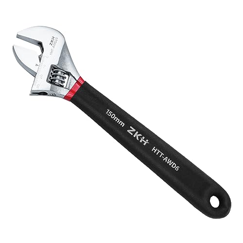 ZKH 150mm Schraubenschlüssel,Verstellbarer Rollgabelschlüssel Adjustable Wrench Einmaulschlüssel aus Chrom-Vanadium Stahl(Max.20mm Maulweite)