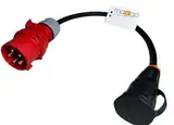 CEE-Adapterkabel Starkstrom Leitung CEE-Stecker 5-polig 16A 400V auf Schuko Kupplung 3-polig 230V 16A H07RN-F 3G2,5mm² Gummischlauchleitung IP44 0,5m