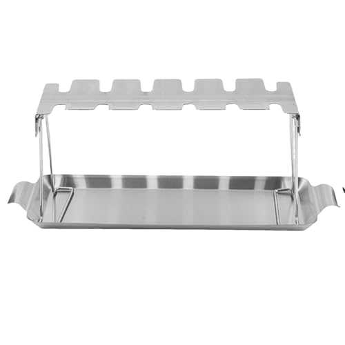 Stainless-Steel Chicken Leg Rack, 14-Slot Grill Oven Stand, Non-Stick Wing Holder, Dishwasher-Safe BBQ Accessory, Ideal for Patio, Lawn, Garden Cooking 15.55x5.79x5.71 Inch