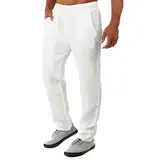 Lässige Leinenhose für Herren, Sommer, Yoga, Strandhose, lockere Passform, gerade Beine, elastischer Kordelzug in der Taille, Freizeithose Winter Jogging herren jeans slim fit jeans herren regular fit