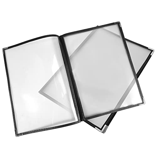 Tagtight A4 Menükartenhalter, 2 Pcs Speisekarte Ordner Menübuch, Transparent Menükarten Abdeckung A4 Format Menüplaner, Menühüllen Cover 4 Seiten 8 Aussicht Für Restaurant, Bar, Cafe, Weinkarte