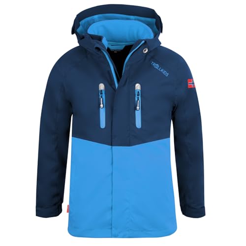 Trollkids Kinder Bryggen wasserdichte winddichte 3in1 Jacke, Marineblau/Mittelblau, Größe 152