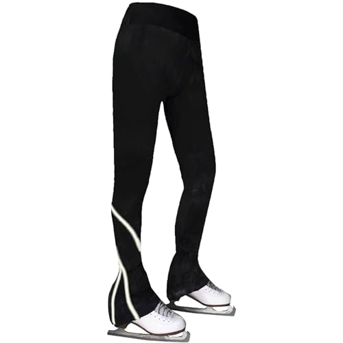 LIUHUO Eislaufhose Mädchen Damen Eiskunstlaufhose Schwarz Spin Fleece Atmungsaktiv Skating Leggings Kinder