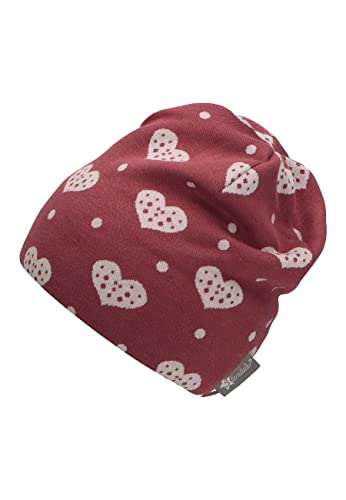 Sterntaler Baby Mädchen Beanie Baby Slouch-Beanie Herzen Mütze - Beanie Baby, Kinderbeanie - gefüttert mit Baumwollfleece - brombeer, 53