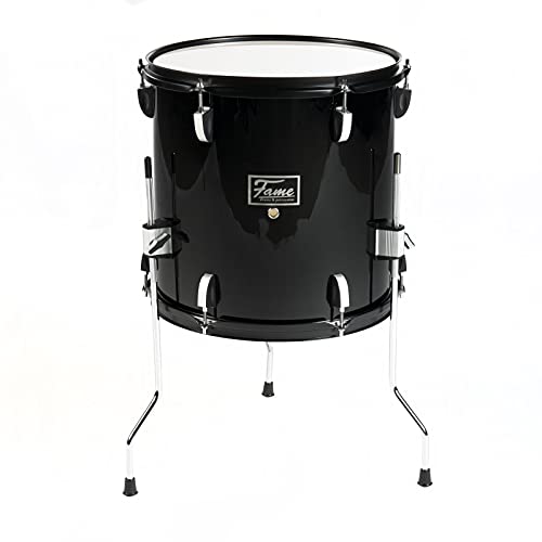 Fame First Step Floor Tom Drum 14"x14", Piano Black, Mischholz Kessel, Aluminium Hardware, Robuste Stahlspannreifen, Ideal für Anfänger und Musikschulen"