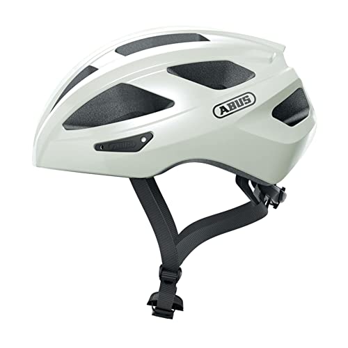 ABUS Rennradhelm Macator - sportiver Fahrradhelm für Einsteiger - auch für Zopfträger/-innen - für Damen und Herren - Weiß Glänzend, Größe S