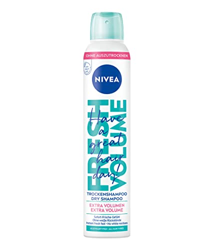 NIVEA Trockenshampoo Fresh Volume (200 ml), extra mildes Trockenshampoo Spray mit angenehmem Duft, Trockenhaarshampoo für extra Volumen & sofortige Frische