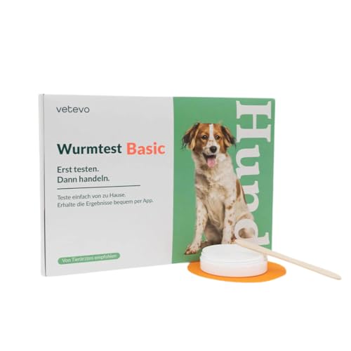 vetevo Wurmtest Hund Basic, 10x Präziser Hunde Wurmtest, Test auf Parasiten wie Spulwürmer, Hakenwürmer & Kokzidien, Ergebnis in 12h, Für alle Hunde