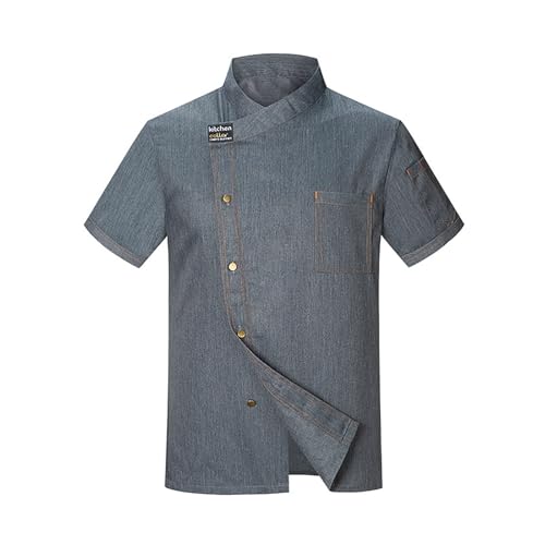 Generisch Kurzarm Kochjacke Herren Kochhemd Baumwolle Kochkleidung Bäckerjacke Professional Chef Uniform Atmungsaktive Mesh Chef-Kleidung Arbeitskleidung für Hotel Catering Chef