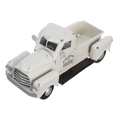 CIMAXIC -Requisitenmodell Bausatz Buggy Lastwagen Vintage Auto Modell Retro-Automodell Vintage Auto Sammlerstück Modell-Deko-LKWs Bauernhof-LKW LKW-Figur Eisen Weiß