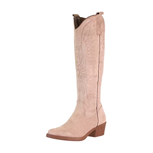 Elara Damen Stiefel Cowboy Boots Chunkyrayan F1225S Khaki Suede-40