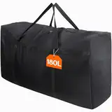 Lifewit 180L Extra große Aufbewahrungstasche, 600D Oxford Aufbewahrungstasche Heavy Duty Tragetasche mit verstärkten Griffen, Reisetasche, Umzugstasche, Schwarz,100 x 55 x 33CM