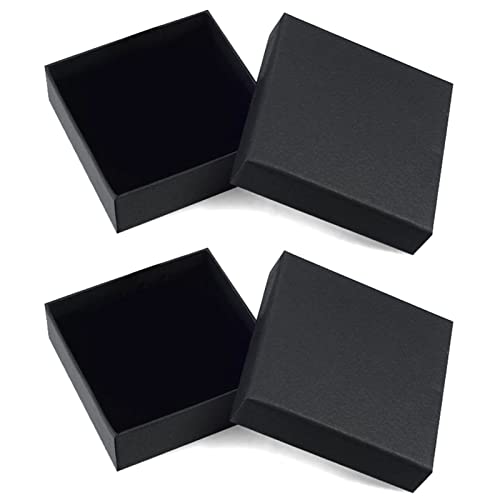 Karjiaja 2 Pack Schwarz Matt Kraft Karton Schmuckschatullen Uhr Geschenkboxen schwarz mit Samt gefüllt für Armbanduhr quadratische Form, 9 x9 x3cm