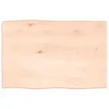 vidaXL Tischplatte, Holzplatte für Tisch Esstisch Couchtisch, Massivholzplatte Handgefertigt mit Baumkante, Ersatztischplatte, 60x40x2cm Massivholz Eiche Unbehandelt