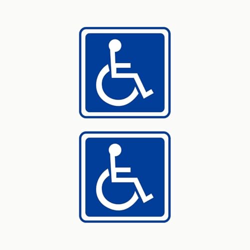 Autodomy Behindert Rollstuhlfahrer Aufkleber Paket 2 Stück | Behinderten Aufkleber Auto 10x10 cm | Rollstuhl Aufkleber Auto Van LKW (Extern Gebrauch)
