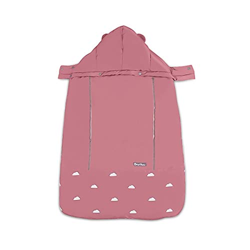 SONARIN Universal All Seasons Regenschutz für Babytrage, Wintermantel warm, Fußsack, Winddicht, Wasserdicht, Abnehmbarer Hut(Rosa)