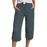 NUOKE Hose Damen Sommer, Musselin Kurze Hose Damen 2025 Sommer Leinen Shorts Beach Hosen Sommerhose Leicht Stoffhose Kleid Leinenhose Bluse, Bronze XXL