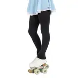 CALZITALY Mädchen-Eiskunstlauf-Strumpfhose, fußlose Strumpfhose, Eislauf-Leggings, blickdichte Leggings, 80 DEN, hergestellt in Italien (Schwarz, 12-14 Jahre)