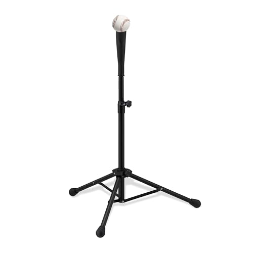 Relaxdays Batting Tee, Schlaghilfe, Baseball & Softball, höhenverstellbares Baseballstativ, H: 72 bis 121 cm, schwarz