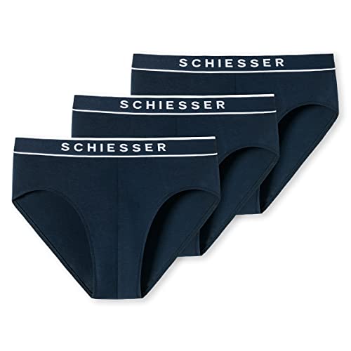 Schiesser Herren 3 Pack Bio Baumwolle - 95/5 Organic Slip, Dunkelblau_179570, XL EU