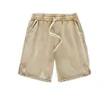 Herren Funktionswäsche Shorts Wash Split 350G Heavy Quarter Kurze Hose(Khaki,L)