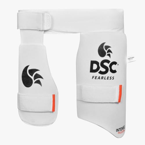 DSC Intense Attitude Cricket Inner Thigh Pad | Color: White | Size: Boy (Right Hand) | Superior Protection and Comfort for Cricket