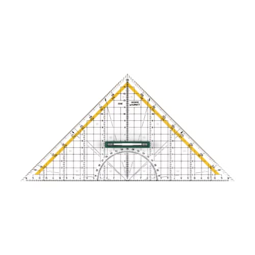 Linex 2632 Geo-Dreieck aus Kunststoff, mit Griff, 30 cm, Winkelmesser, abnehmbarer Griff, Facette, Tuschenoppen, metrische Skala