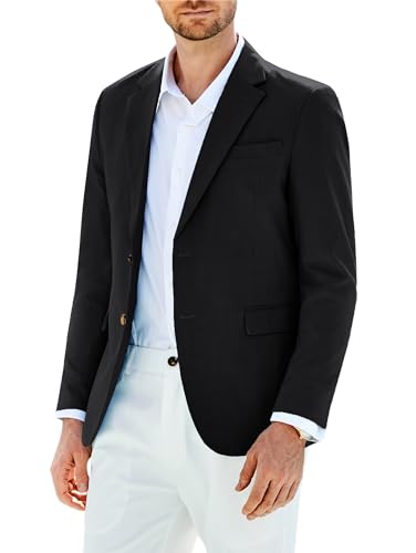 GRACE KARIN Anzugjacke Herren Schwarz Blazer mit 2 Knöpfen und Gekerbtem Revers Business-Anzugjacke Sakko Herren Sportmantel L Schwarz