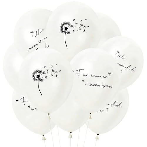 28 Stück Trauer Luftballons,Trauerfeier Latexballons,Gedenken Begräbnis Luftballons,Wir Vermissen dich Luftballons,Für immer in Unseren Herzen,Weiß Beerdigung Deko,für Trauerfeier Beerdigung Jubiläum