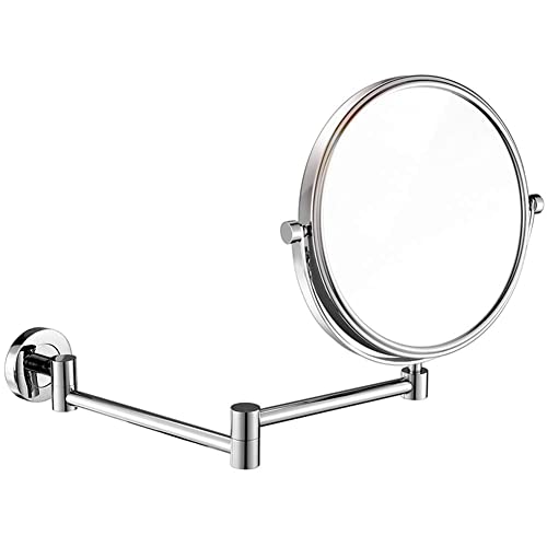 Wandmontierter Schminkspiegel mit 3-facher Vergrößerung, runde Form, zweiseitiger, um 360 ° drehbarer, ausziehbarer Badezimmer-Kosmetikspiegel, Chrom-Finish, kosmetischer Schönheitsspiegel(8inches)