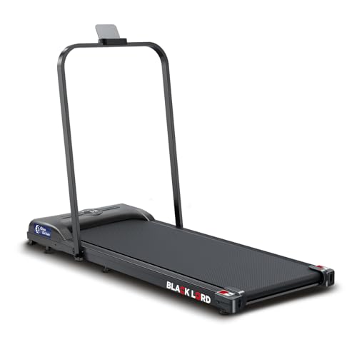 BLACK LORD Laufband mit Handläufen 2,2 PS – Laufband mit Geschwindigkeitsregelung 1-12 km/h für Zuhause, Büro & Fitnessstudio, Elektro-Heimtrainer für Walking, Jogging(Schwarz)