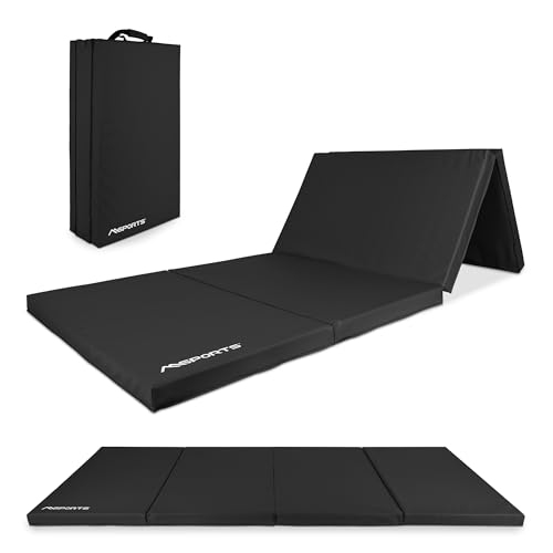 MSPORTS Turnmatte Premium klappbare Weichbodenmatte 190 x 80 x 5 cm Gymnastikmatte Sportmatte für zuhause Kinder Erwachsene (Schwarz, 190 x 80 x 5 cm)