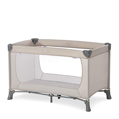 hauck Kinderreisebett Dream N Play ab Geburt bis 15 kg, Klein Zusammenklappbar inkl. Tragetasche und Faltboden, Liegefläche 120 x 60 cm (Beige)