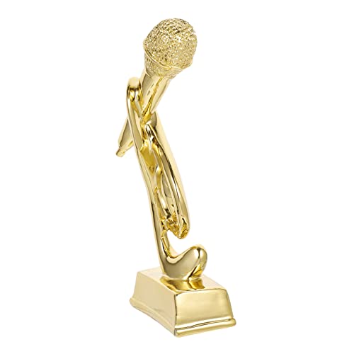 HEMOTON Goldene Mikrofon Trophäe Harz Dekorative Note für Auszeichnung für Gesangswettbewerbe und Veranstaltungen und Langlebig Desktop