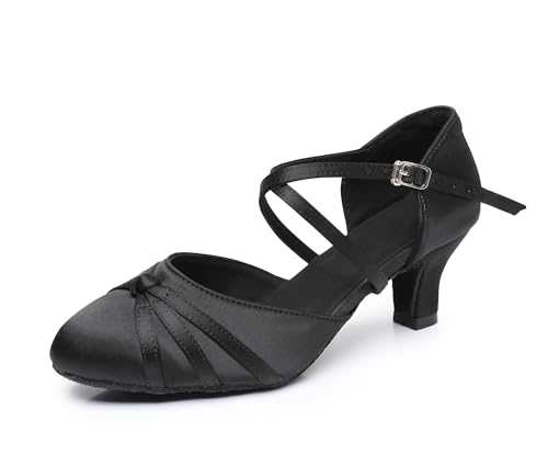 Rosefinch Damen Ballroom Latein Tanzschuhe Salsa Tango Walzer Gesellschaftstanzschuhe für Damen Tanzschuhe Schwarz 5cm Absatz 38 EU