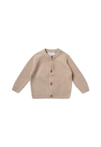 Stellou & friends Cardigan-Strickjacke für Mädchen und Jungen mit Knöpfen in Holz-Optik | Hochwertige Baby-Kleidung aus 100% Baumwolle - IV V I Gr. 74/80 - Beige