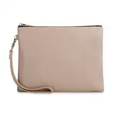 DORIS&JACKY Clutch für Damen, weiches Lammleder, mit Riemen, groß, Lammfell beige, Small