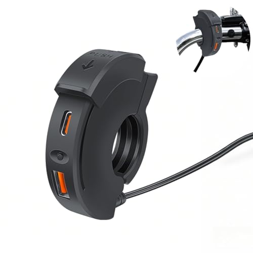 Intckwan 48W Motorrad-USB-Ladegerät, 2-Port (QC3.0 18W + PD3.0 30W) mit Schalter, IP65, 12-24V USB-C-Steckdose – Schnellladung für Reise & Abenteuer/Alltag/Outdoor – Kompatibel mit Handy/GPS/Kamera