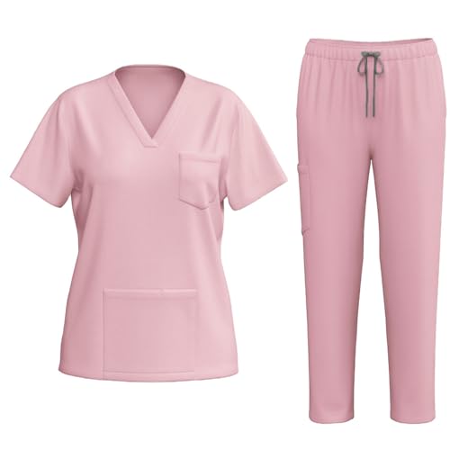 EMATOP blitzangebote des tages Medizinische Uniformen Sets für Damen Sommer Pflege Kasacks Outfits Lässig Business Kurzarm Tshirt und Schlupfhose Berufsbekleidung Zweiteiler Workout Set