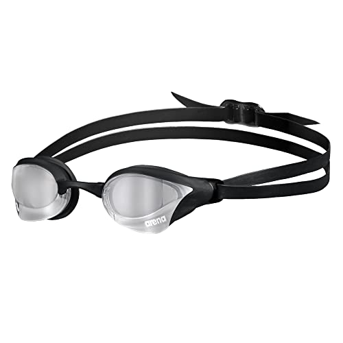 arena Cobra Core Swipe Mirror Unisex-Wettkampfbrille für Erwachsene, Schwimmbrille mit Gebogenen Spiegelgläsern, Anti-Beschlag, UV-Schutz, 5 Austauschbare Nasenstege