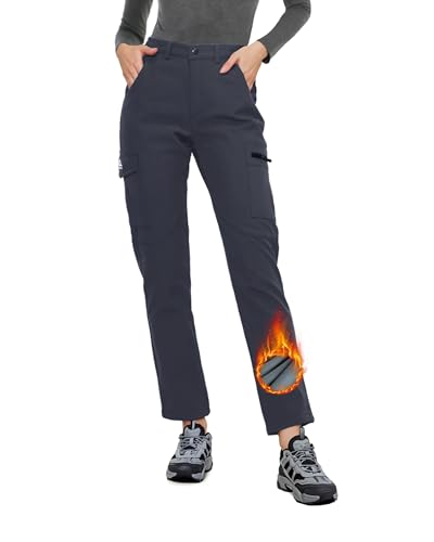 ATLASLAVA Skihose Damen Wasserdicht Wanderhose Fleece Gefüttert Softshellhose Warm Outdoor Hosen Winter