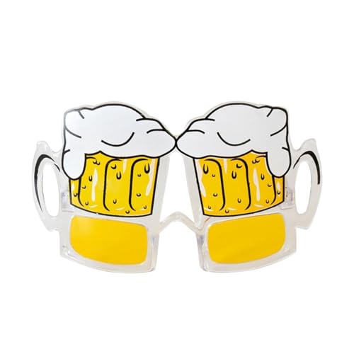 WKAYsIV Brille Herren Ohne Stärke Rund Party Sonnenbrille Oktoberfest Zubehör Bier Uhrmacher Brille (Light Yellow, One Size)